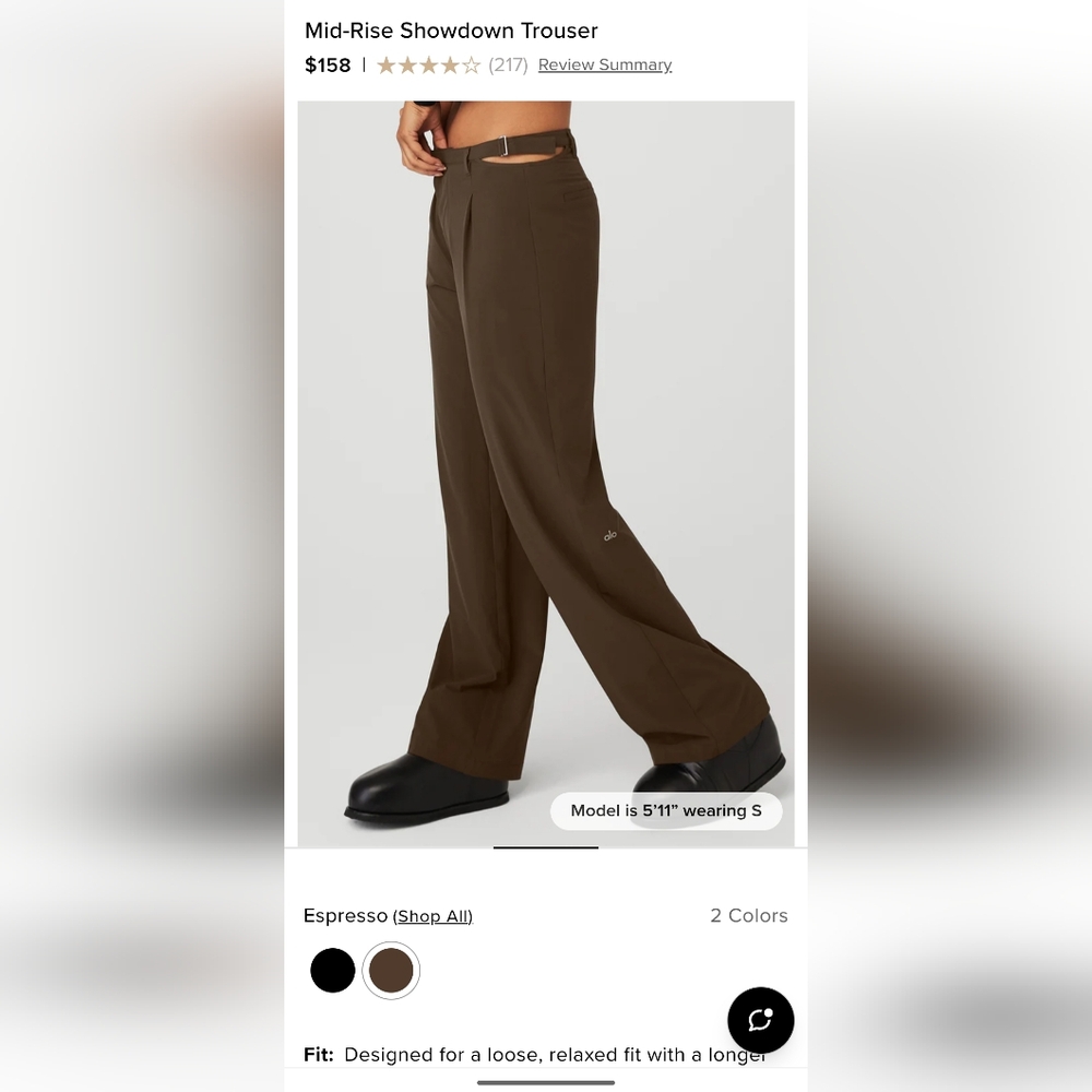ALO YOGA Mid-rise Showdown Trouser - S